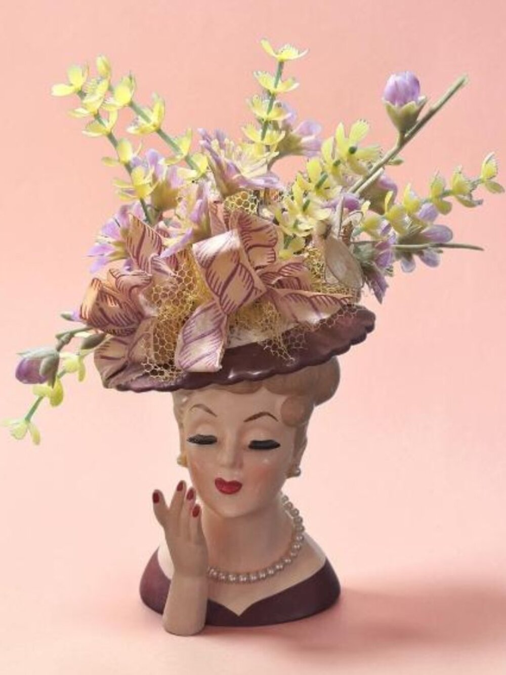 ✨Pristine 1958 Napco C3343B RARE Vintage Lady Head Vase – All Original 8"✨